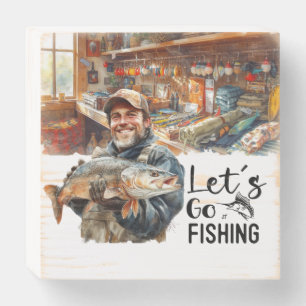 Fishing Lovers Let's go fishing Wooden Box Sign