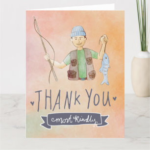 Fishing lovers  letterpress thank you card