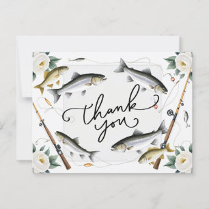 Fishing Lovers Thank you with fish and flowers Postcard