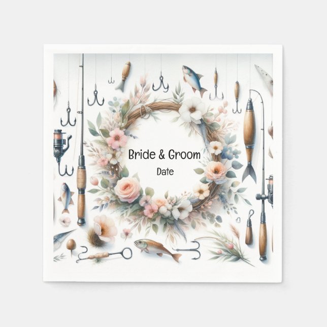 Fishing Lovers  themed Hook on you Wedding  Napkins (Front)