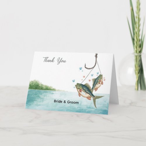 Fishing Lovers Wedding Watercolor Thank You Card