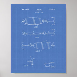 Fishing Lure 1964 Patent Art Blueprint Poster