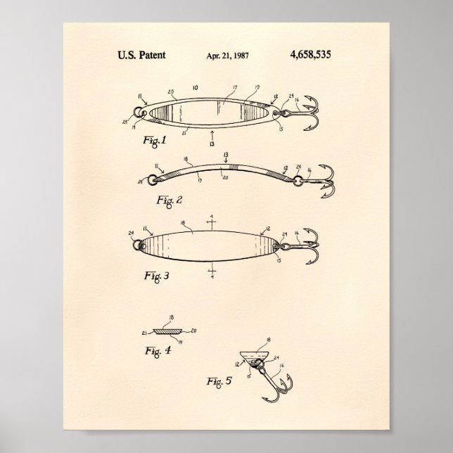 Fishing Lure 1964 Patent Art Old Peper Poster (Front)