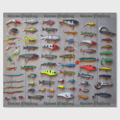 Fishing Lure Gift Wrap Gone Fishing Wrapping Paper Zazzle