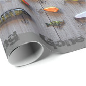Fishing Lure Gift Wrap Gone Fishing Wrapping Paper (Roll Corner)