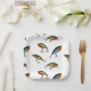 Fishing Lure Pattern Paper Plates