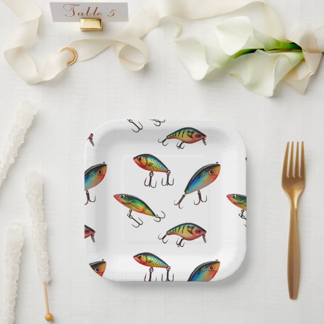 Fishing Lure Pattern Paper Plates (Wedding)