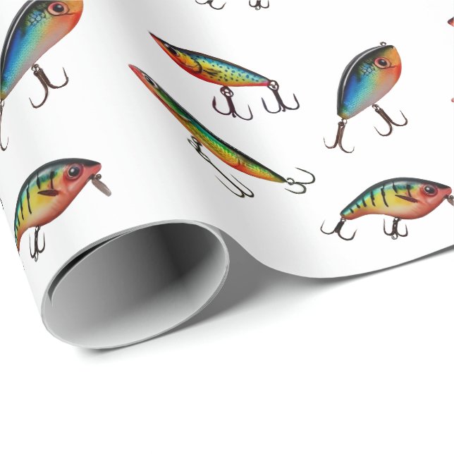 Fishing Lure Pattern Wrapping Paper (Roll Corner)