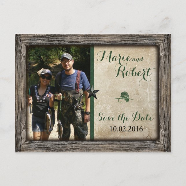Fishing Lure Wedding Photo Save the Date Postcard (Front)