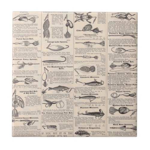 Fishing Lures Advertising Fisherman Art Ceramic Tile