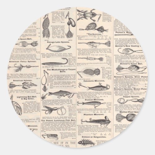 Fishing Lures Advertising Fisherman Art Classic Round Sticker