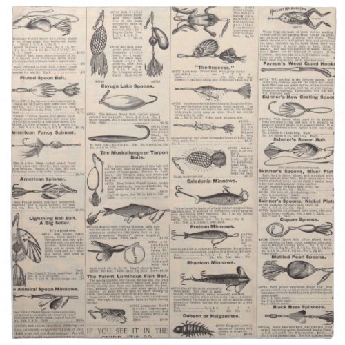 Fishing Lures Advertising Fisherman Art Cloth Napkin