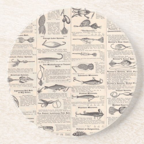 Fishing Lures Advertising Fisherman Art Coaster