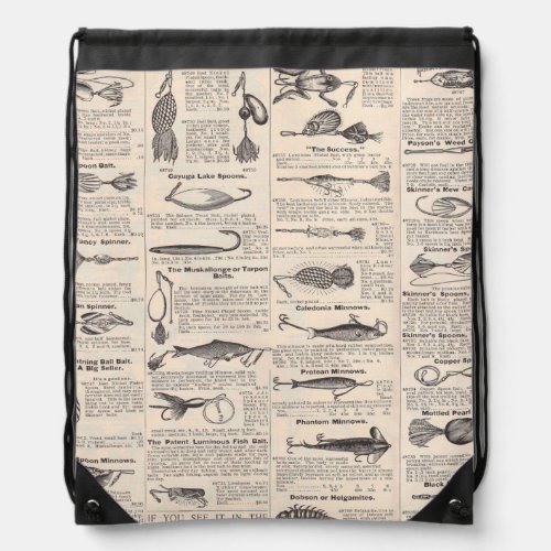 Fishing Lures Advertising Fisherman Art Drawstring Bag