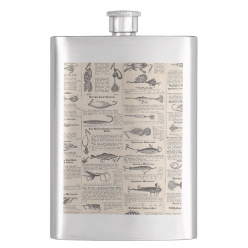 Fishing Lures Advertising Fisherman Art Hip Flask