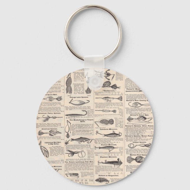 Fishing Lures Advertising Fisherman Art Keychain (Front)