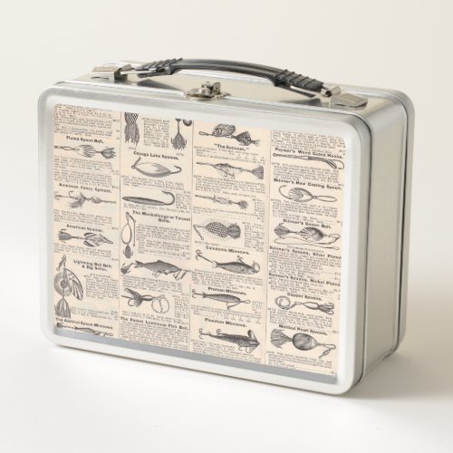 Fishing Lures Advertising Fisherman Art Metal Lunch Box