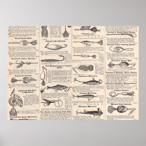 Fishing Lures Advertising Fisherman Art Poster