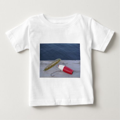 fishing lures at the lake red white blue baby T_Shirt