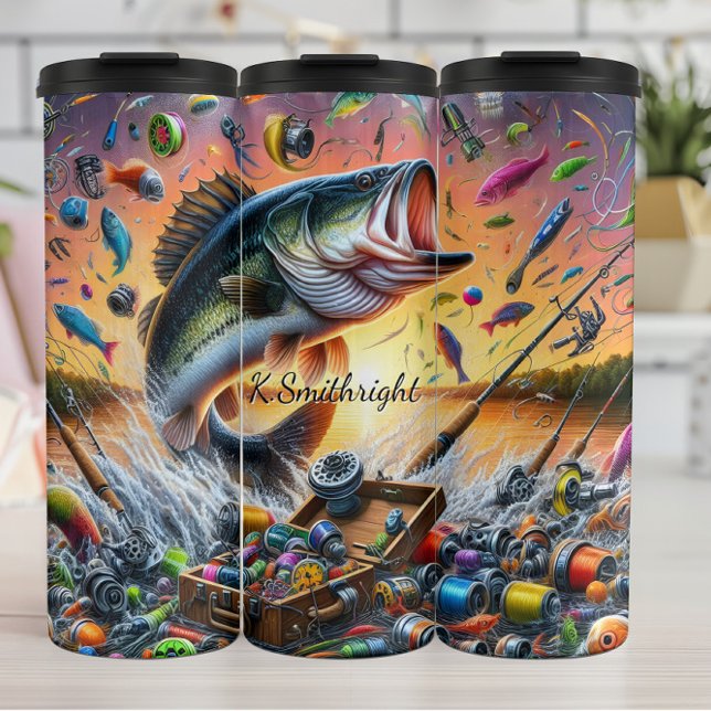 Fishing Lures Big Bass Sunset Thermal Tumbler (Creator Uploaded)