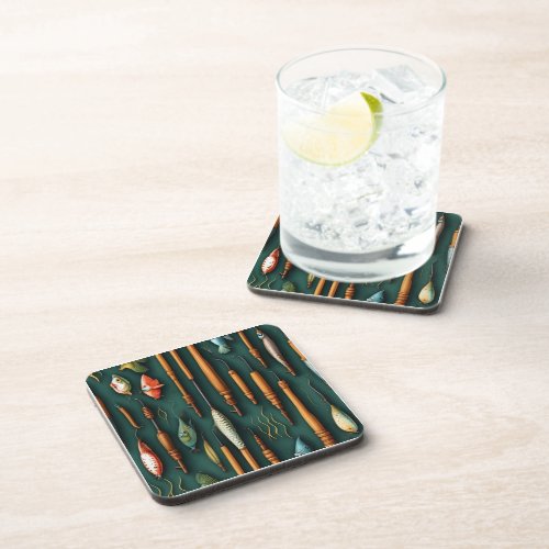 Fishing Lures Collection Beverage Coaster