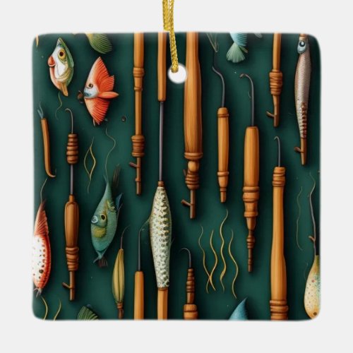 Fishing Lures Collection Ceramic Ornament