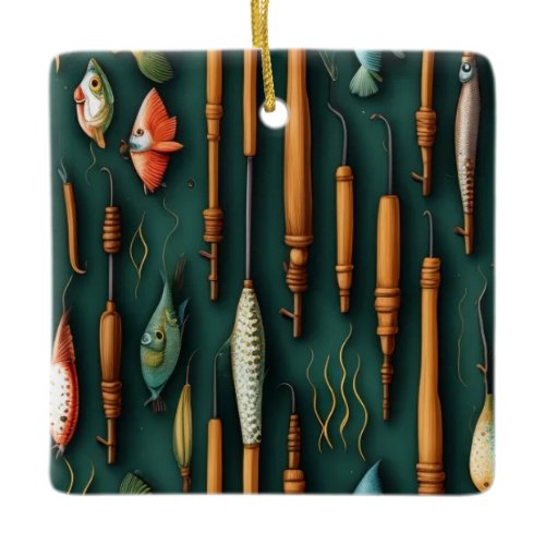 Fishing Lures Collection Ceramic Ornament