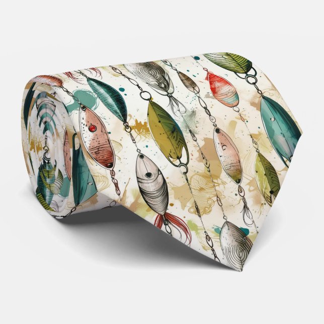 Fishing Lures Fisherman  Neck Tie (Rolled)