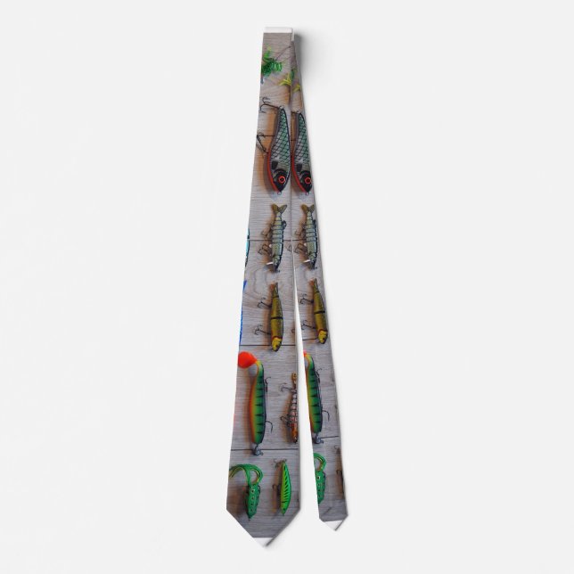 Fishing Lures Gone Fishing Gifts for Fishermen Neck Tie (Front)