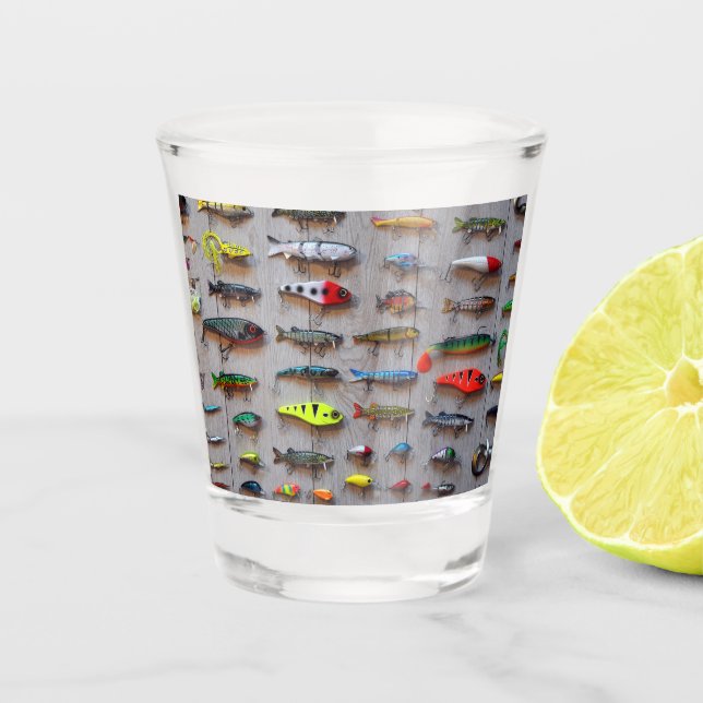 Fishing Lures Gone Fishing Gifts for Fishermen Shot Glass (Front)