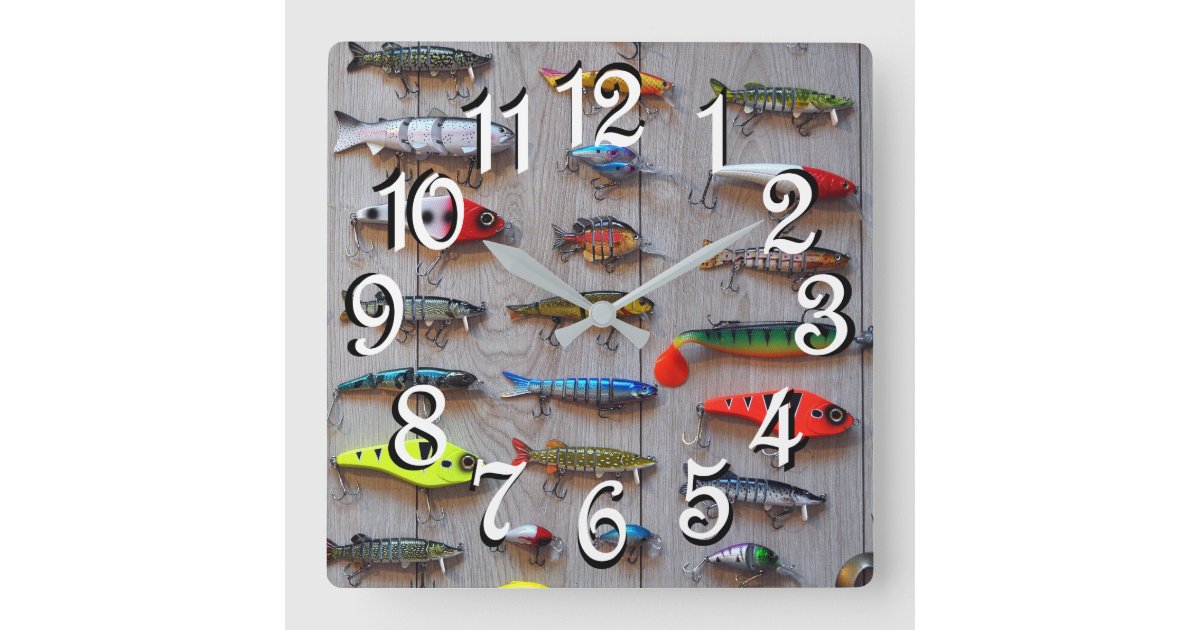 Fishing Lures Man Cave Wall Clock for Fishermen