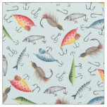 Fishing Lures on Celeste Blue Fabric