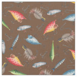 Fishing Lures on Dark Brown Fabric