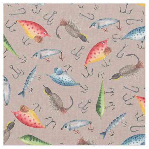 Fishing Lures on Light Brown Fabric