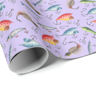 Fishing Lures on Light Purple Wrapping Paper
