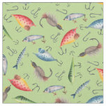 Fishing Lures on Light Spring Green Fabric