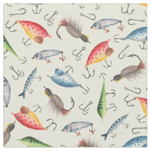 Fishing Lures on Light Yellow Fabric