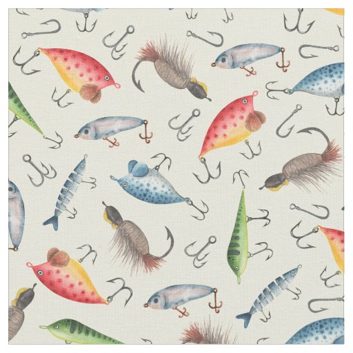 Fishing Lures on Light Yellow Fabric