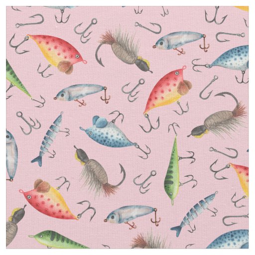 Fishing Lures on Pink Fabric