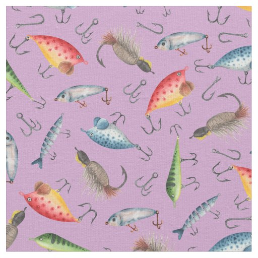 Fishing Lures on Purple Fabric