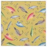 Fishing Lures on Yellow Fabric