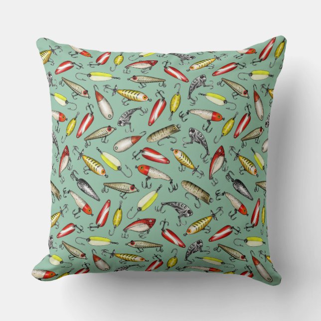 Fishing Lures Throw Pillow (Front)