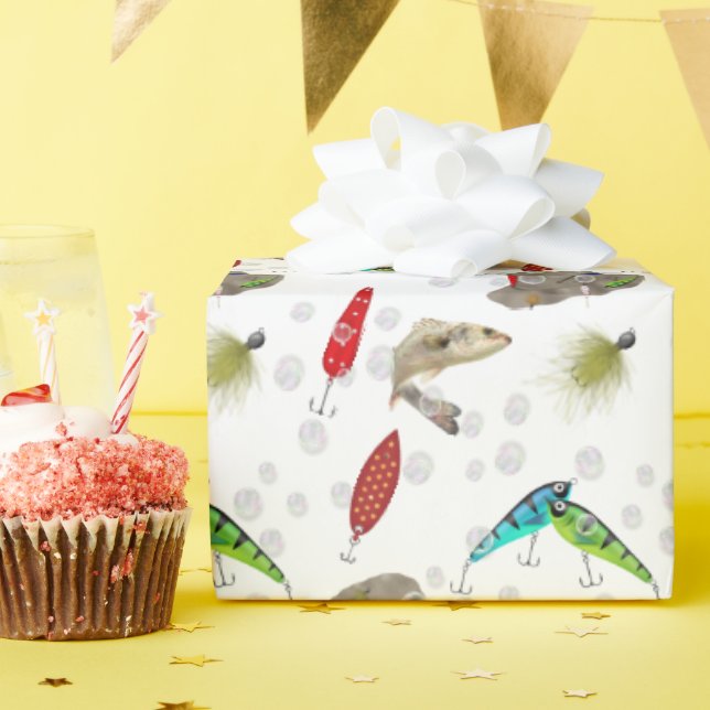 Fishing Lures with Bubbles Wrapping Paper (Birthday Party)