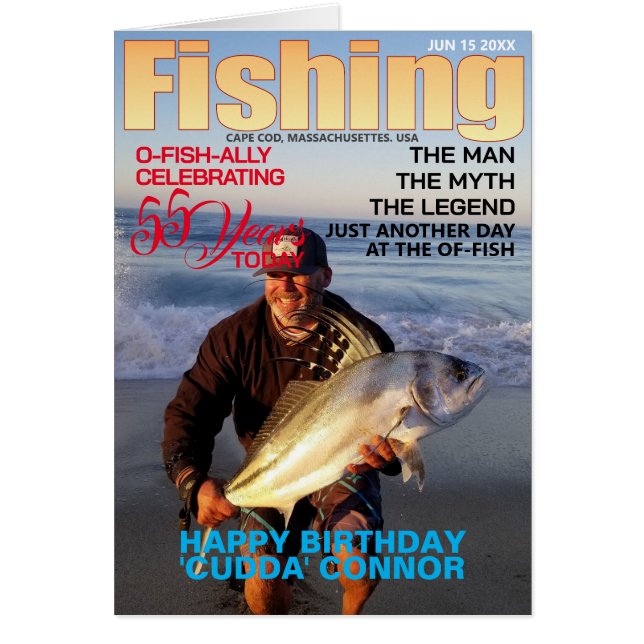 Fishing Mag Parody Bday-Upload Photo-Message-Age Cards (Front)