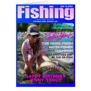 Fishing Mag Parody Bday-Upload Photo-Message-Woman Cards