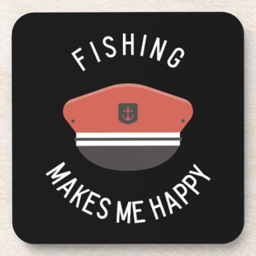 Fishing Makes Me Happy Beverage Coaster