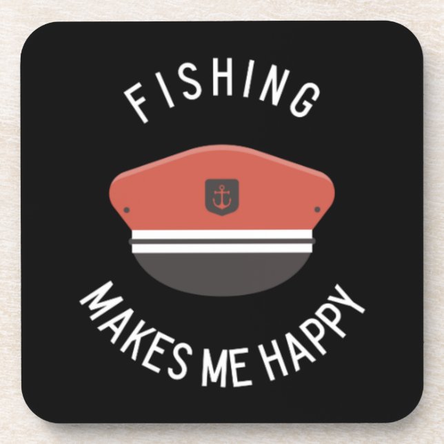 Fishing Makes Me Happy Beverage Coaster (Front)