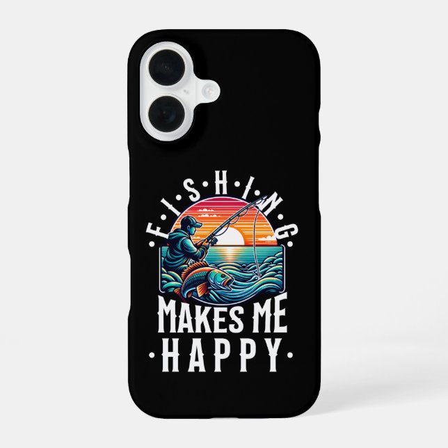Fishing Makes Me Happy Iphone Case (Back)