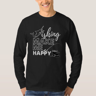 Fishing Makes Me Happy Men's T-Shirt Black