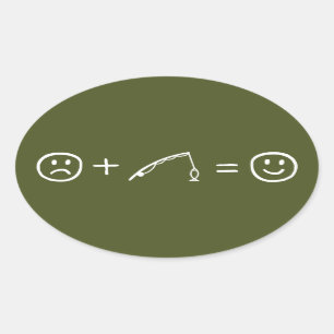 Fishing Makes You Happy Oval Sticker